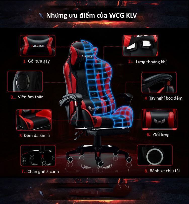 Chi tiết ghế gaming WCG KLV