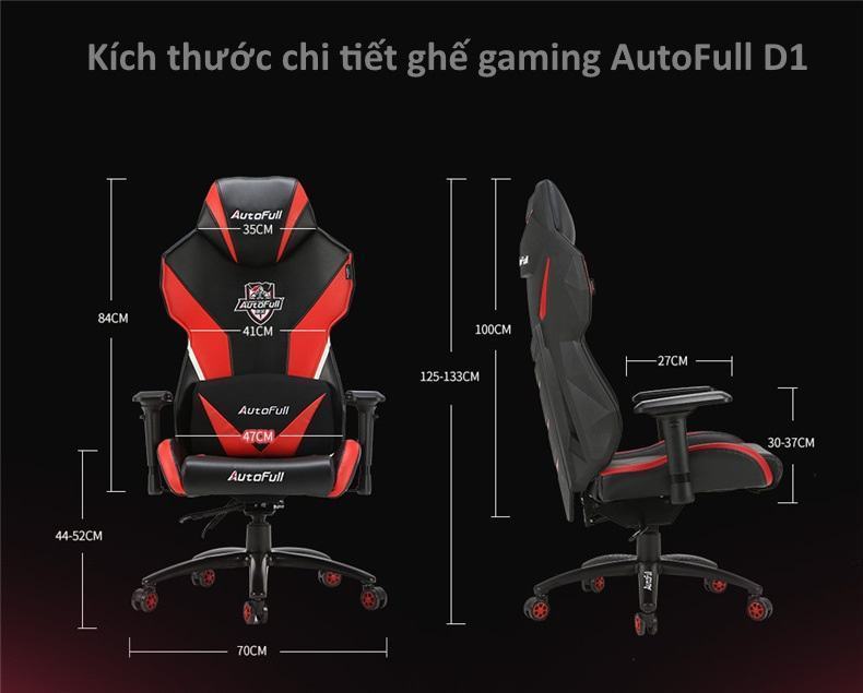 Kích thước chi tiết ghế AutoFull D1