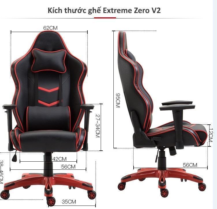 Kích thước ghế gaming Extreme Zero V2