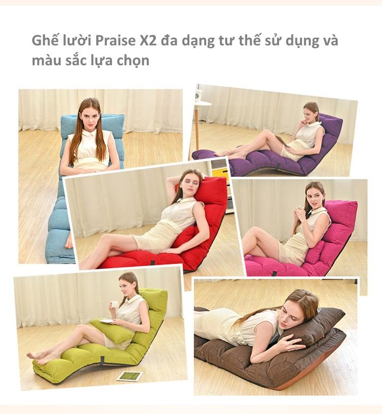 Các màu sắc và cách sử dụng ghế lười Praise X2